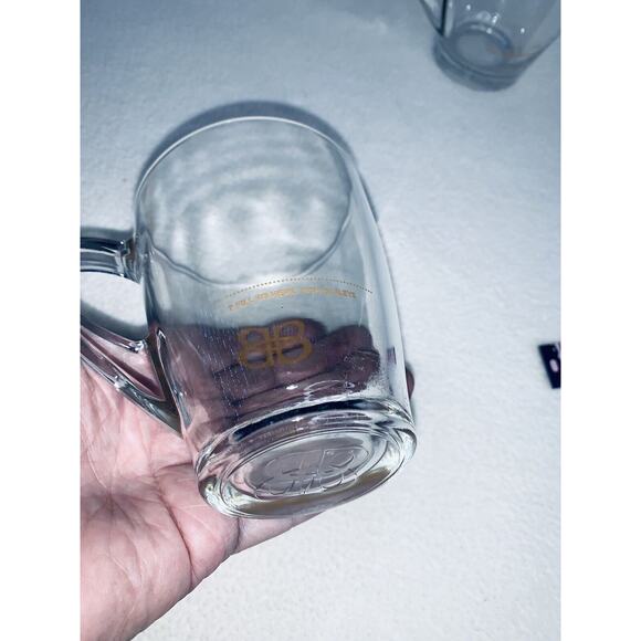 2 Baileys Irish Cream Whiskey Clear Glass Coffee Mugs Gold Accent Logo - Picture 6 of 11